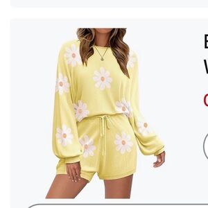Yellow Floral Lounge Set